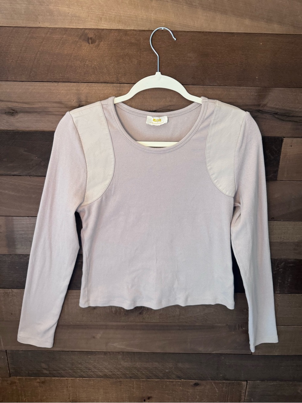 Maeve Cream Long-Sleeve Scoop Neck Top